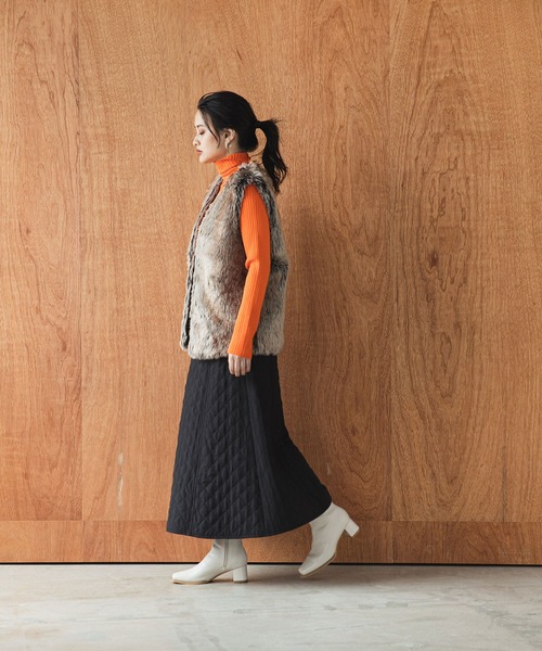 bohmal（ボマール）の「切替キルティングフレアスカート（スカート・レディース・ブラック/アイボリー・FREE）」の7枚目の写真