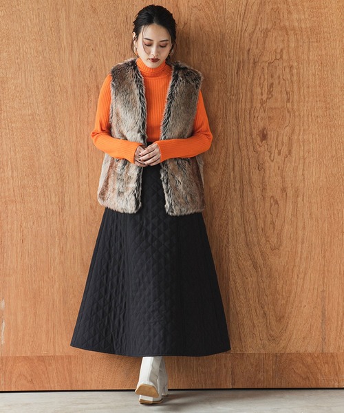 bohmal（ボマール）の「切替キルティングフレアスカート（スカート・レディース・ブラック/アイボリー・FREE）」の4枚目の写真