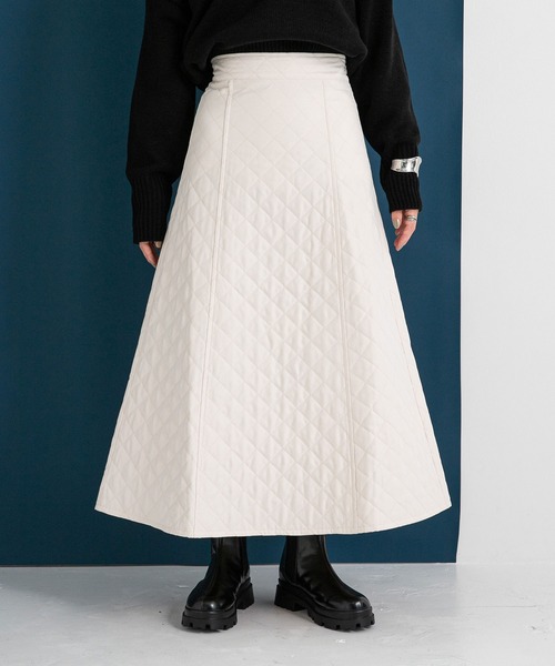 bohmal（ボマール）の「切替キルティングフレアスカート（スカート・レディース・ブラック/アイボリー・FREE）」の12枚目の写真