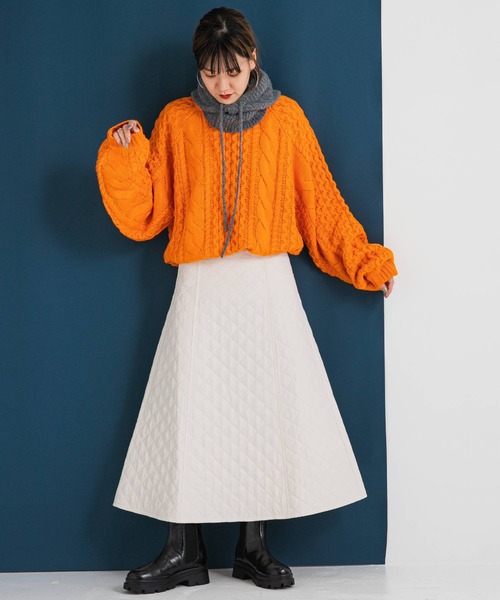 bohmal（ボマール）の「切替キルティングフレアスカート（スカート・レディース・ブラック/アイボリー・FREE）」の14枚目の写真