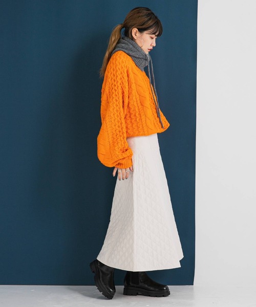 bohmal（ボマール）の「切替キルティングフレアスカート（スカート・レディース・ブラック/アイボリー・FREE）」の8枚目の写真