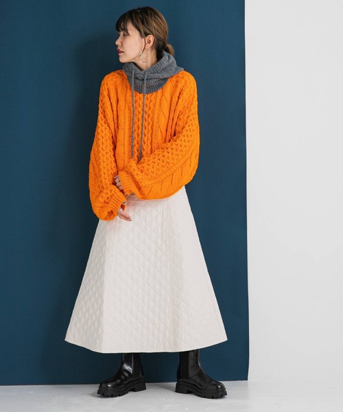 bohmal（ボマール）の「切替キルティングフレアスカート（スカート・レディース・ブラック/アイボリー・FREE）」の5枚目の写真