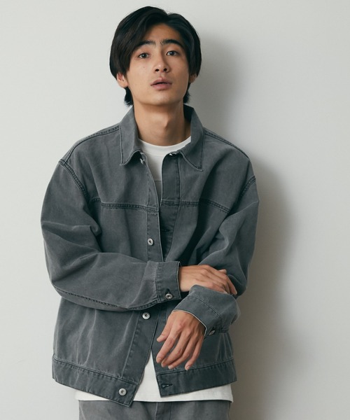 CRAFT STANDARD BOUTIQUE(クラフトスタンダードブティック)の「1ST TYPE トラッカージャケット *(デニムジャケット・メンズ・ダークインディゴブルー/ブラック/ライトグレー・M/L)」の2枚目の写真