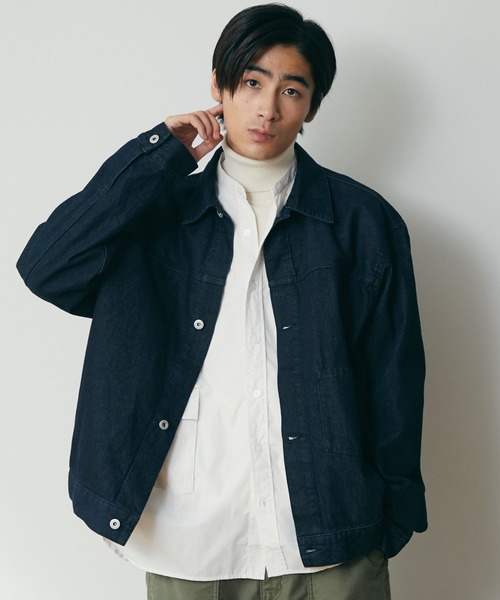 CRAFT STANDARD BOUTIQUE(クラフトスタンダードブティック)の「1ST TYPE トラッカージャケット *(デニムジャケット・メンズ・ダークインディゴブルー/ブラック/ライトグレー・M/L)」の3枚目の写真