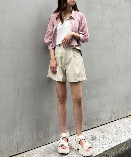 INGNI（イング）の「共ベルト付フェイクレザーキュロットパンツ（その他パンツ・レディース・ブラウン/アイボリー/ブラック・FREE）」の6枚目の写真