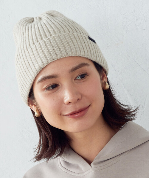 MONO COMME CA(モノコムサ)の「リブニット帽(ニットキャップ/ビーニー・レディース・ブラック/ベージュ/アイボリー/チャコール・FREE)」の4枚目の写真