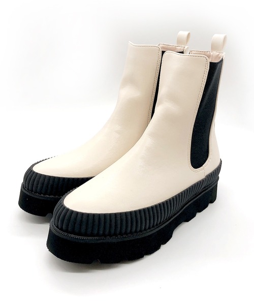 Noubel Voug Relax（ヌーベルヴォーグリラックス）の「トラックソールチェルシーブーツ（ブーツ・レディース・ブラック/カーキ/アイボリー・LL/3L/S/M/L）」の4枚目の写真
