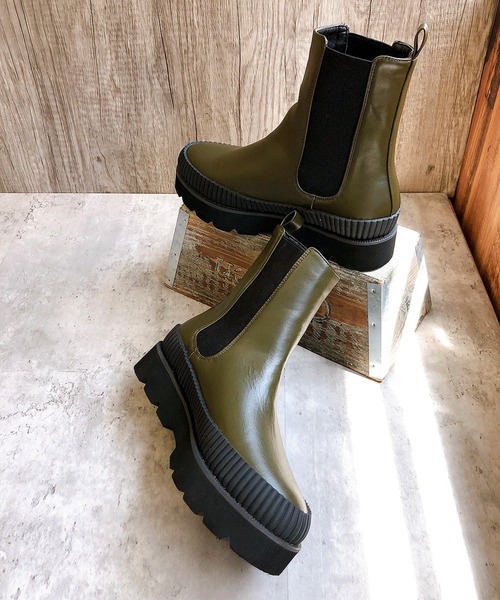 Noubel Voug Relax（ヌーベルヴォーグリラックス）の「トラックソールチェルシーブーツ（ブーツ・レディース・ブラック/カーキ/アイボリー・LL/3L/S/M/L）」の15枚目の写真