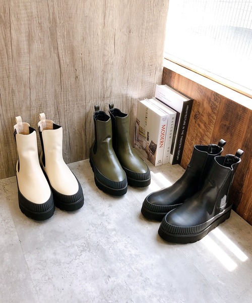Noubel Voug Relax（ヌーベルヴォーグリラックス）の「トラックソールチェルシーブーツ（ブーツ・レディース・ブラック/カーキ/アイボリー・LL/3L/S/M/L）」の17枚目の写真