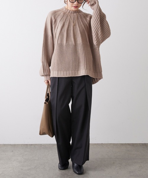 PUAL CE CIN(ピュアルセシン)の「アーチ編みニットプルオーバー(ニット/セーター・レディース・ブラック/アイボリー/グレイッシュベージュ・FREE)」の22枚目の写真