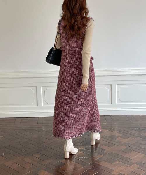 ツイード Vネック ノースリーブ ワンピース Ray BEAMS（レイビームス）の「Ray BEAMS / ツイード Vネック