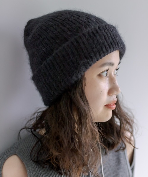 mystic（ミスティック）の「アンゴラ混ニット帽（ハット・レディース・チャコールグレー/オフホワイト/ブラック・FREE）」の2枚目の写真