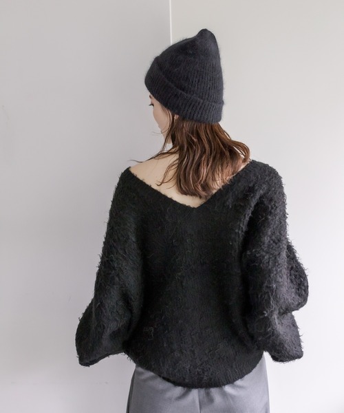 mystic（ミスティック）の「アンゴラ混ニット帽（ハット・レディース・チャコールグレー/オフホワイト/ブラック・FREE）」の15枚目の写真