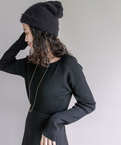 mystic（ミスティック）の「アンゴラ混ニット帽（ハット・レディース・チャコールグレー/オフホワイト/ブラック・FREE）」の19枚目の写真
