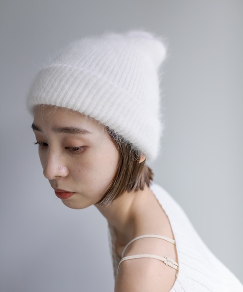 mystic（ミスティック）の「アンゴラ混ニット帽（ハット・レディース・チャコールグレー/オフホワイト/ブラック・FREE）」の8枚目の写真