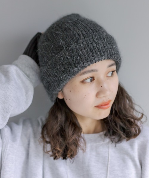 mystic（ミスティック）の「アンゴラ混ニット帽（ハット・レディース・チャコールグレー/オフホワイト/ブラック・FREE）」の11枚目の写真