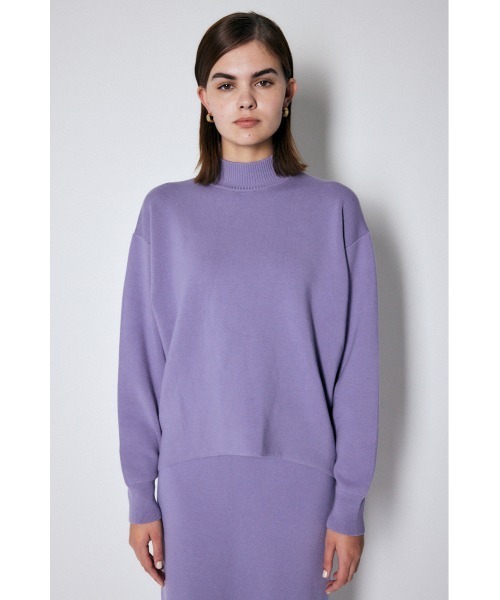 MOUSSY（マウジー）の「HALF MILANO KNIT トップス（ニット/セーター・レディース・パープル/ブラウン/ライトベージュ/ブラック・FREE）」の5枚目の写真