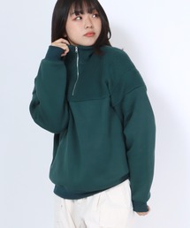 Salong hameu（サロン ハミュー）の「ソフトボア ハーフジップスウェットトレーナープルオーバー（スウェット）」