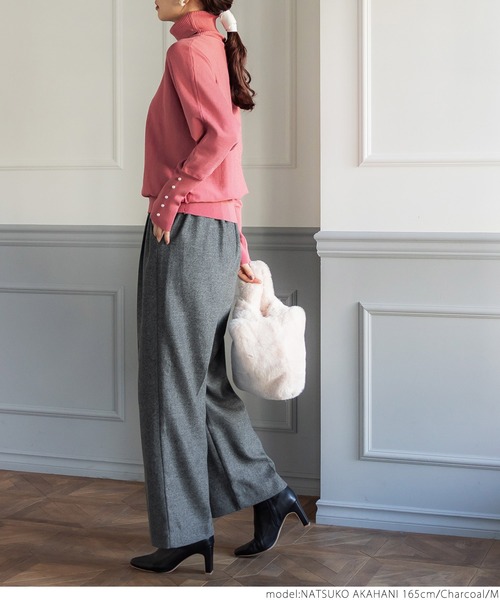 coca(coca)(コカ)の「ウールタッチワイドパンツ(その他パンツ・レディース・ブラウン/チャコール・M/L)」の5枚目の写真