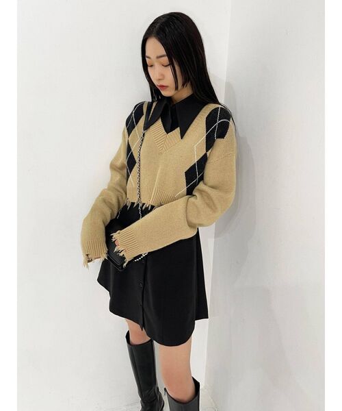 EMODA（エモダ）の「シェイプミニマルシャツワンピース（ワンピース・レディース・ネイビー/ホワイト/ブラック・FREE）」の13枚目の写真