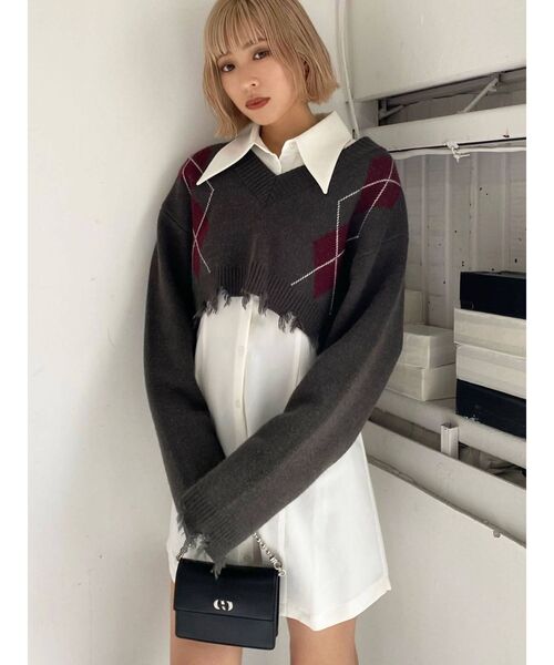 EMODA（エモダ）の「シェイプミニマルシャツワンピース（ワンピース・レディース・ネイビー/ホワイト/ブラック・FREE）」の10枚目の写真