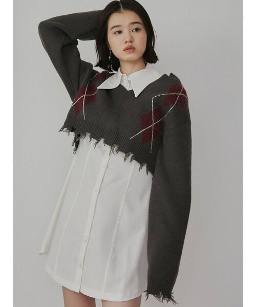 EMODA（エモダ）の「シェイプミニマルシャツワンピース（ワンピース・レディース・ネイビー/ホワイト/ブラック・FREE）」の21枚目の写真