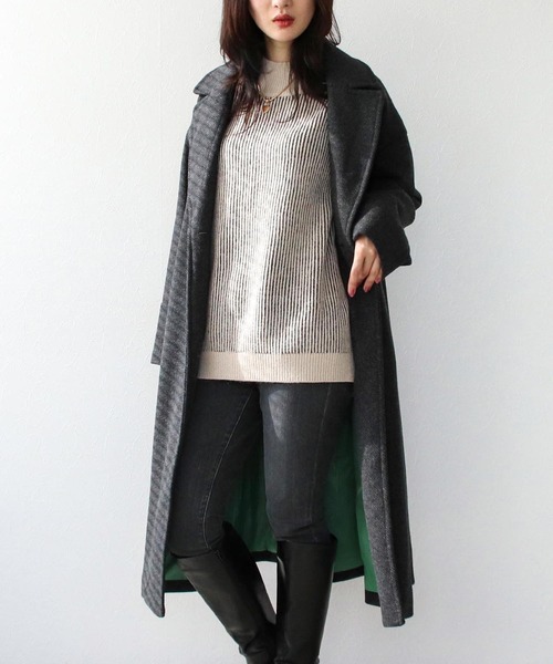 Three Four Time（ｽﾘｰﾌｫｰﾀｲﾑ）の「ドロップビックカラーコート（チェスターコート・レディース・サックスブルー/チャコールグレー・FREE）」の2枚目の写真