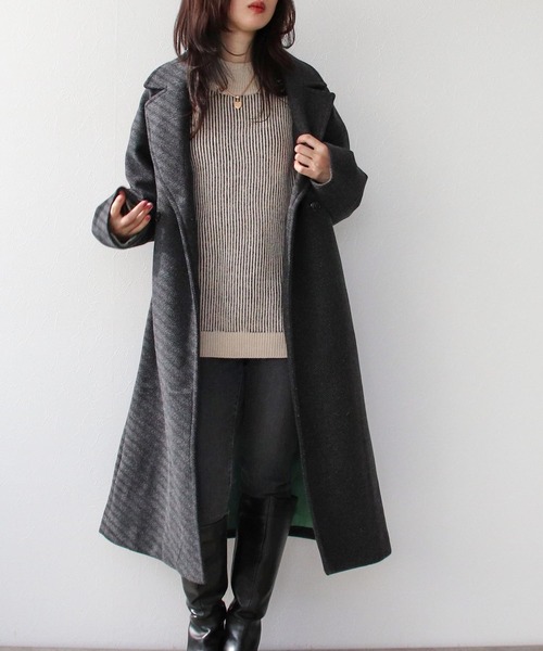 Three Four Time（ｽﾘｰﾌｫｰﾀｲﾑ）の「ドロップビックカラーコート（チェスターコート・レディース・サックスブルー/チャコールグレー・FREE）」の6枚目の写真