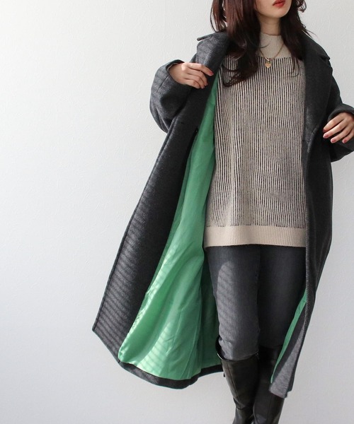 Three Four Time（ｽﾘｰﾌｫｰﾀｲﾑ）の「ドロップビックカラーコート（チェスターコート・レディース・サックスブルー/チャコールグレー・FREE）」の7枚目の写真