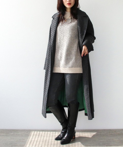 Three Four Time（ｽﾘｰﾌｫｰﾀｲﾑ）の「ドロップビックカラーコート（チェスターコート・レディース・サックスブルー/チャコールグレー・FREE）」の9枚目の写真