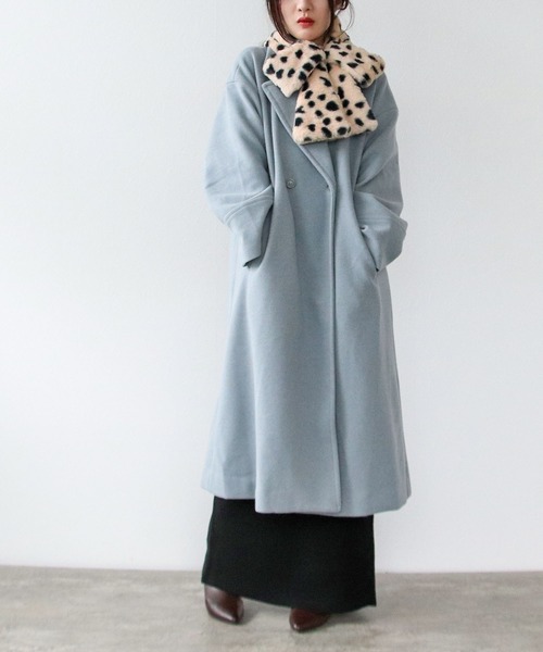 Three Four Time（ｽﾘｰﾌｫｰﾀｲﾑ）の「ドロップビックカラーコート（チェスターコート・レディース・サックスブルー/チャコールグレー・FREE）」の10枚目の写真