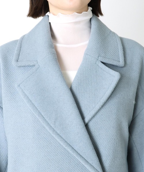 Three Four Time（ｽﾘｰﾌｫｰﾀｲﾑ）の「ドロップビックカラーコート（チェスターコート・レディース・サックスブルー/チャコールグレー・FREE）」の14枚目の写真