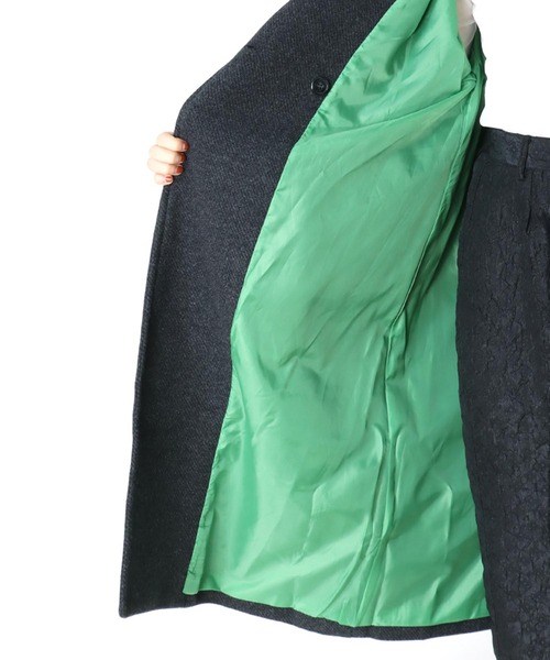 Three Four Time（ｽﾘｰﾌｫｰﾀｲﾑ）の「ドロップビックカラーコート（チェスターコート・レディース・サックスブルー/チャコールグレー・FREE）」の21枚目の写真