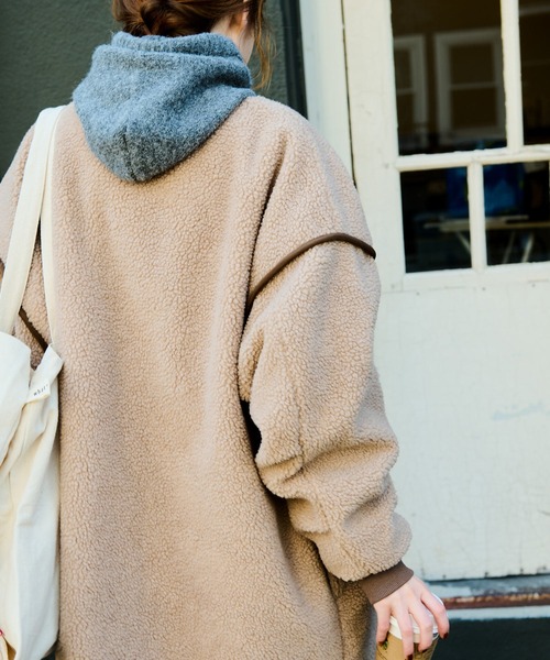 Crisp(クリスプ)の「リバーシブルミリタリーボアコート(その他アウター・レディース・ベージュ/ブラウン・FREE)」の5枚目の写真