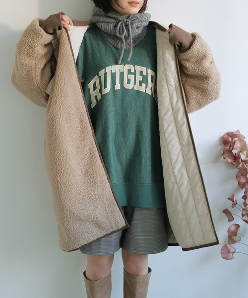 Crisp(クリスプ)の「リバーシブルミリタリーボアコート(その他アウター・レディース・ベージュ/ブラウン・FREE)」の10枚目の写真