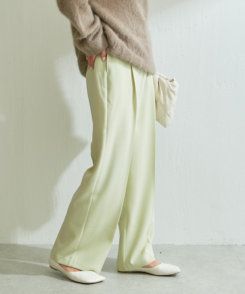 COLLAGE GALLARDAGALANTE(コラージュガリャルダガランテ)の「トリアセジョーゼットワイドパンツ(スラックス・レディース・ホワイト/ベージュ/ライム・1/0)」の15枚目の写真
