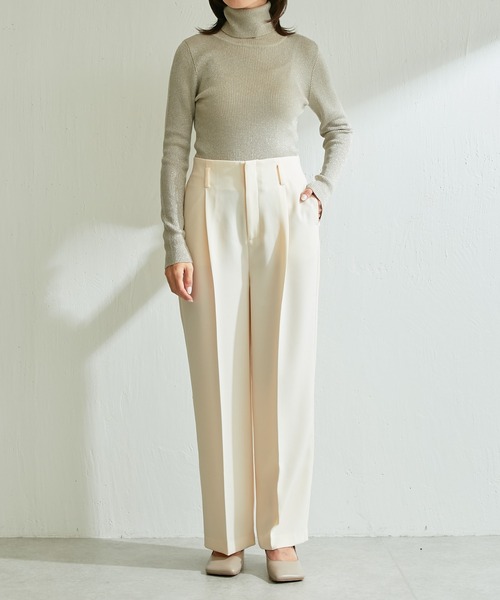 COLLAGE GALLARDAGALANTE(コラージュガリャルダガランテ)の「トリアセジョーゼットワイドパンツ(スラックス・レディース・ホワイト/ベージュ/ライム・1/0)」の19枚目の写真