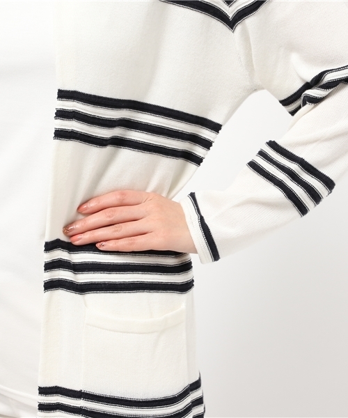 ROSE BUD（ローズバッド）の「(P.P)R9151-184MU LONG KNIT CARDIGAN（カーディガン/ボレロ・レディース・ホワイト×ネイビー/オフホワイト/トップグレー・ONE SIZE）」の13枚目の写真