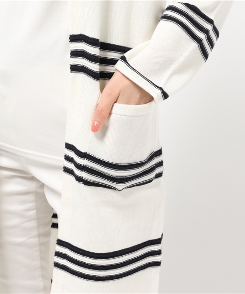 ROSE BUD（ローズバッド）の「(P.P)R9151-184MU LONG KNIT CARDIGAN（カーディガン/ボレロ・レディース・ホワイト×ネイビー/オフホワイト/トップグレー・ONE SIZE）」の12枚目の写真