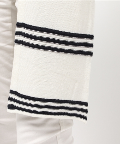 ROSE BUD（ローズバッド）の「(P.P)R9151-184MU LONG KNIT CARDIGAN（カーディガン/ボレロ・レディース・ホワイト×ネイビー/オフホワイト/トップグレー・ONE SIZE）」の11枚目の写真