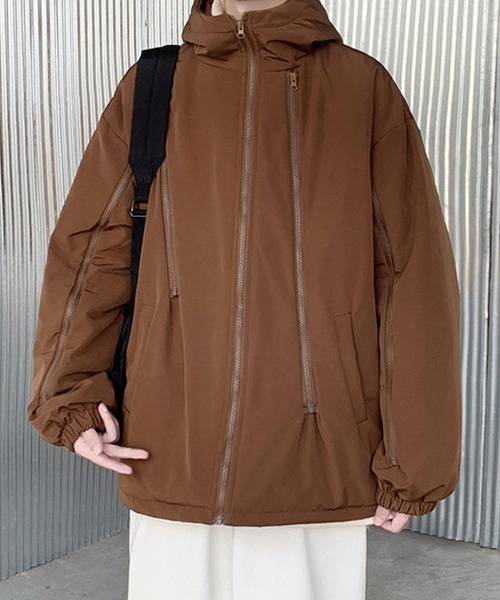 aimoha（アイモハ）の「バイカラーフーディーブルゾン（ブルゾン・メンズ・ブラック/チョコ/グレー・XX-LARGE/LARGE/X-LARGE/MEDIUM）」の3枚目の写真