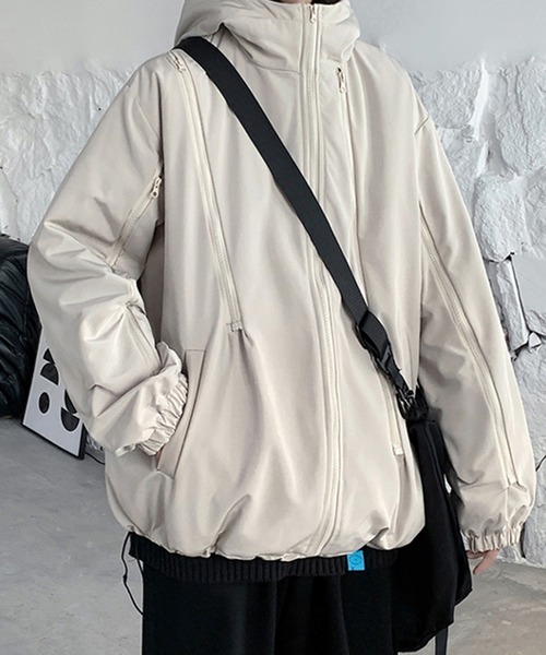 aimoha（アイモハ）の「バイカラーフーディーブルゾン（ブルゾン・メンズ・ブラック/チョコ/グレー・XX-LARGE/LARGE/X-LARGE/MEDIUM）」の2枚目の写真