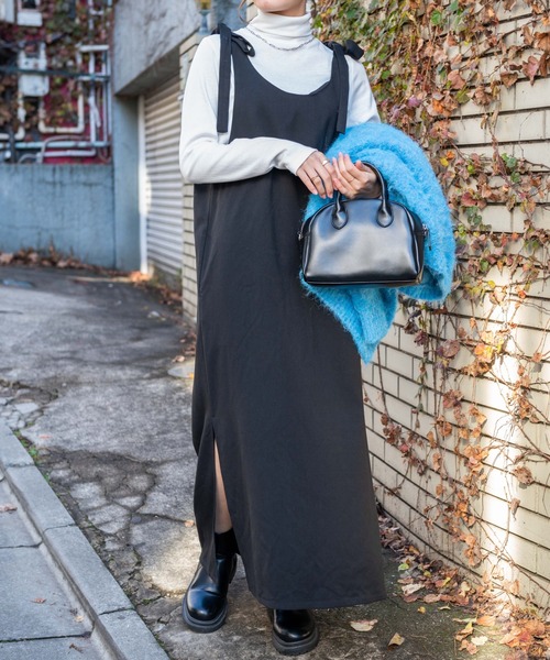 WEGO（ウィゴー）の「WEGO/ショルダーリボンキャミワンピース（ワンピース・レディース・その他1/ブラック・FREE）」の4枚目の写真