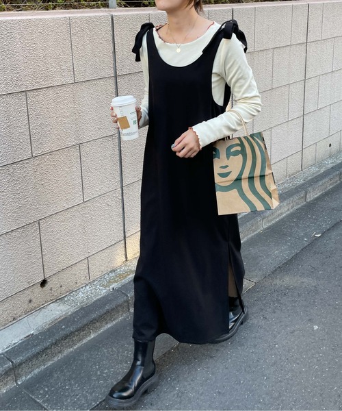 WEGO（ウィゴー）の「WEGO/ショルダーリボンキャミワンピース（ワンピース・レディース・その他1/ブラック・FREE）」の19枚目の写真