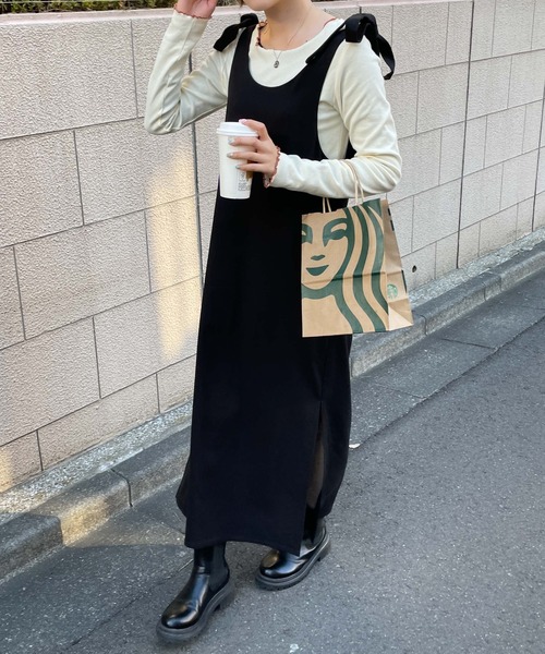 WEGO（ウィゴー）の「WEGO/ショルダーリボンキャミワンピース（ワンピース・レディース・その他1/ブラック・FREE）」の20枚目の写真