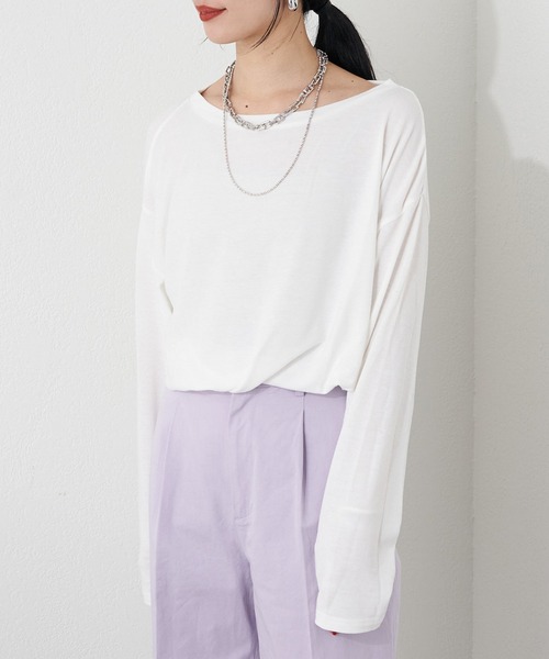 SHENERY（シーナリー）の「ルーズBIGロンTee（Tシャツ/カットソー・レディース・オレンジ/ホワイト・FREE）」の2枚目の写真