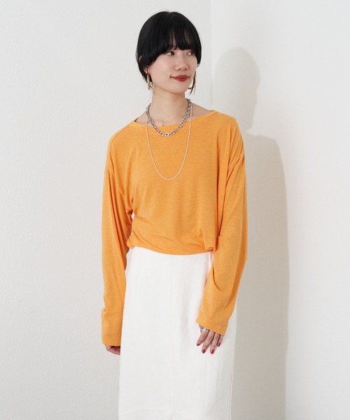 SHENERY（シーナリー）の「ルーズBIGロンTee（Tシャツ/カットソー・レディース・オレンジ/ホワイト・FREE）」の3枚目の写真