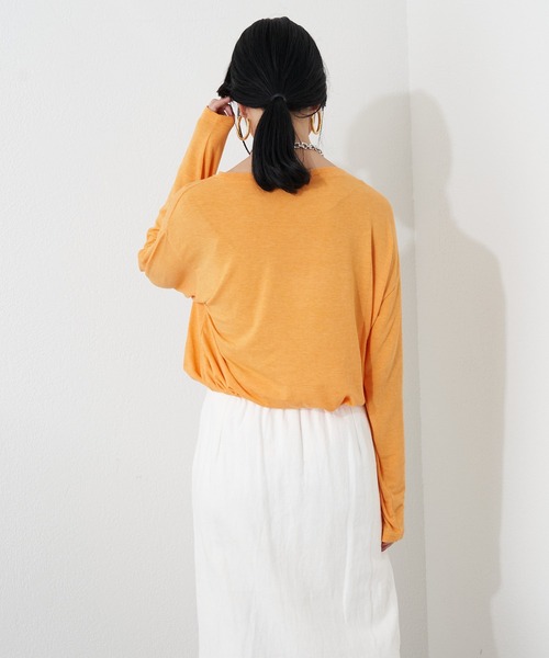 SHENERY（シーナリー）の「ルーズBIGロンTee（Tシャツ/カットソー・レディース・オレンジ/ホワイト・FREE）」の7枚目の写真