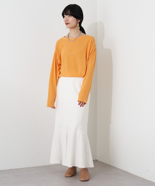 SHENERY（シーナリー）の「ルーズBIGロンTee（Tシャツ/カットソー・レディース・オレンジ/ホワイト・FREE）」の11枚目の写真