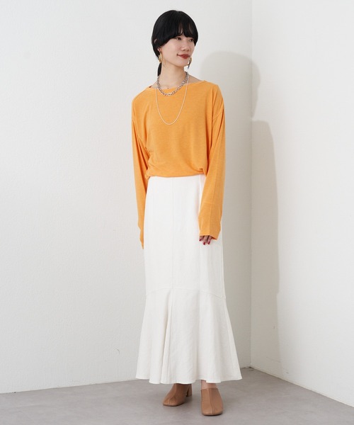 SHENERY（シーナリー）の「ルーズBIGロンTee（Tシャツ/カットソー・レディース・オレンジ/ホワイト・FREE）」の13枚目の写真